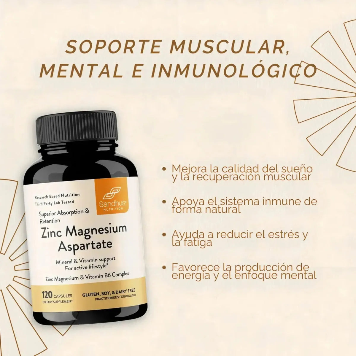 Sandhus Zinc Magnesium & Vitamina B6 Complex Con 120 Capsulas