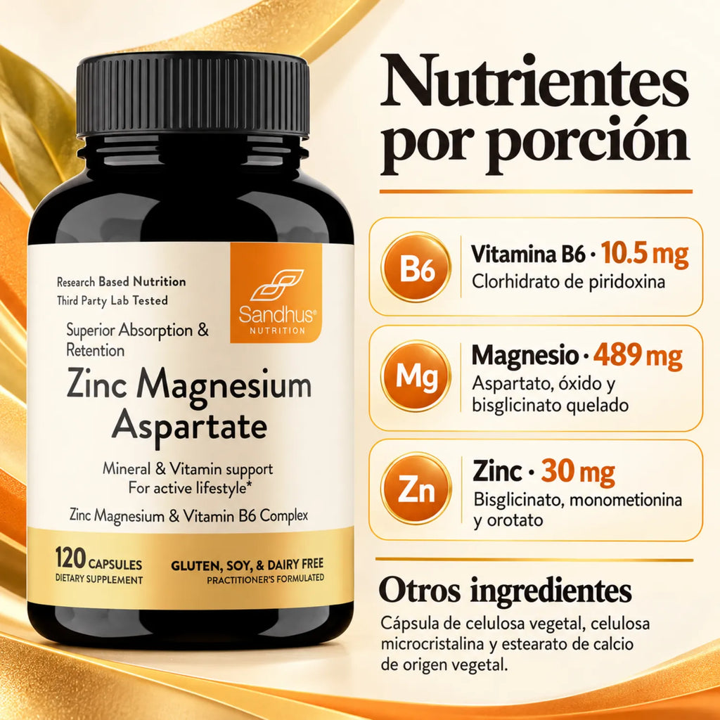 Sandhus Zinc Magnesium & Vitamina B6 Complex Con 120 Capsulas