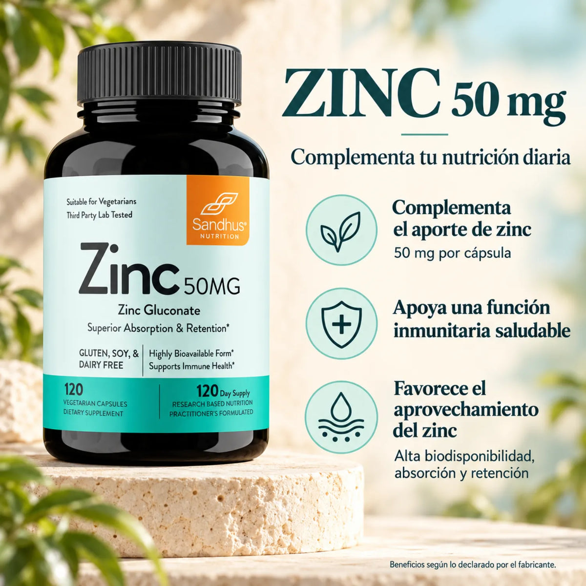 sandhu's Gluconato de Zinc 120 Cápsulas de 50mg