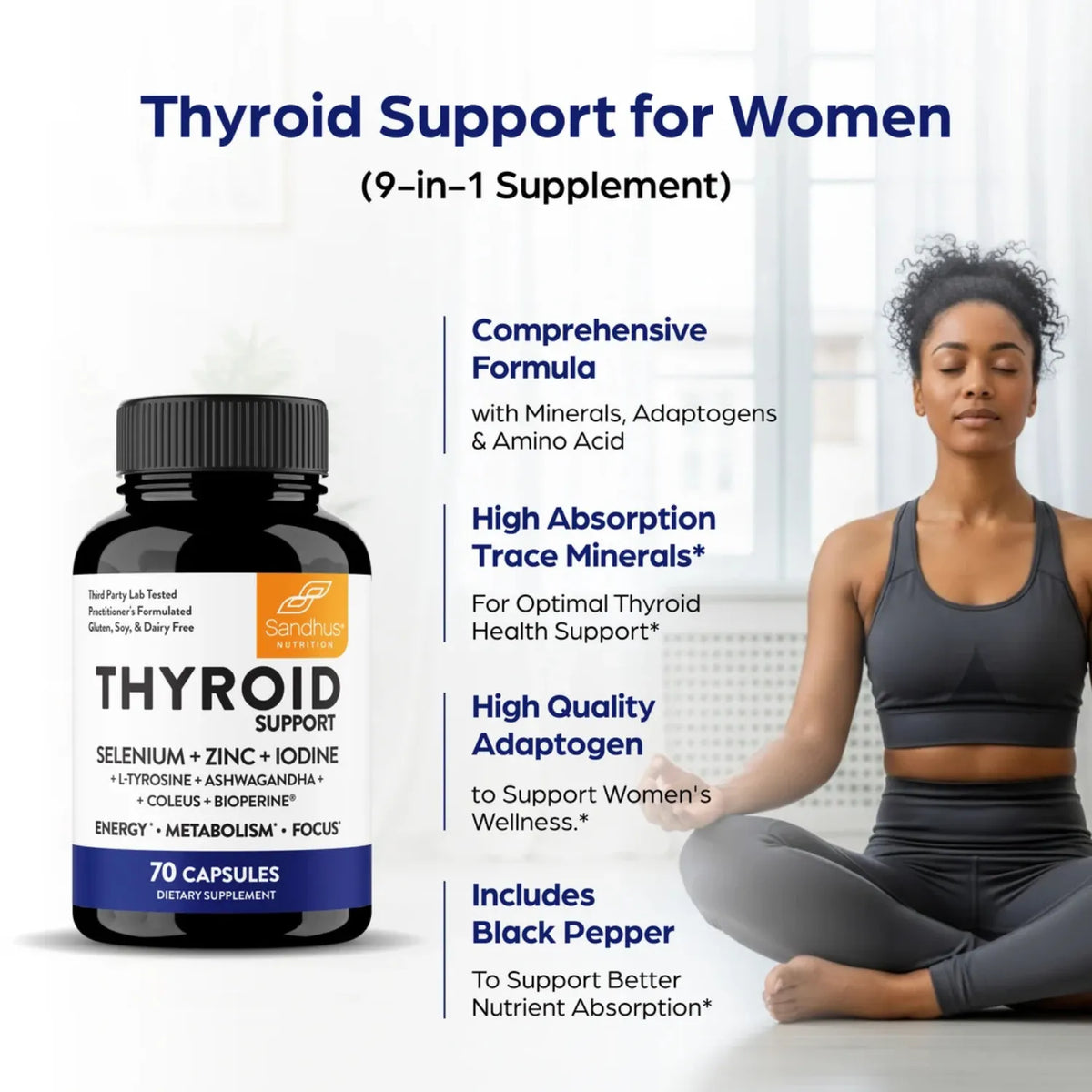 Sandhus Thyroid Apoyo A La Tiroides 70 Capsulas
