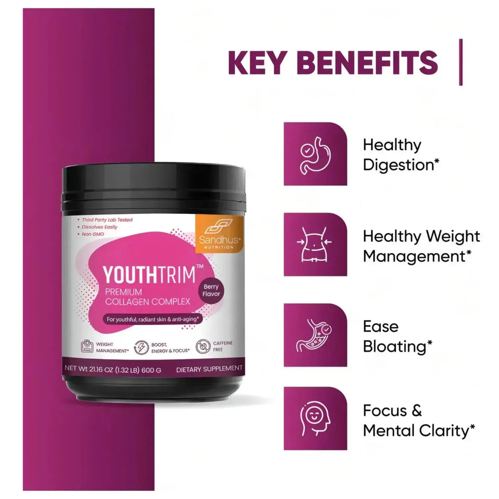 Sandhus Youthtrim Debloat, Colageno 600G Sfn Sabor Frutos Rojos