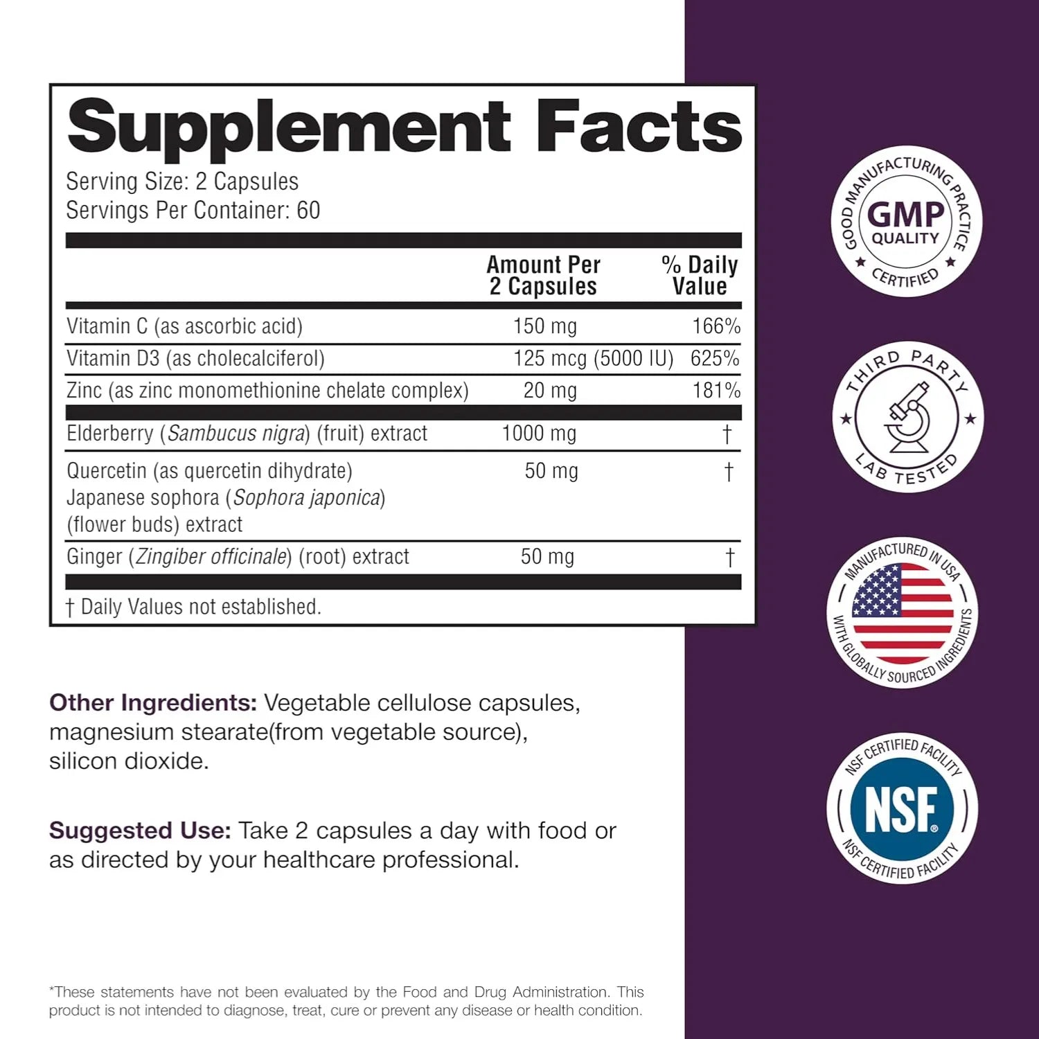Sandhus  elderberry vitamin c zinc plus 120 caps