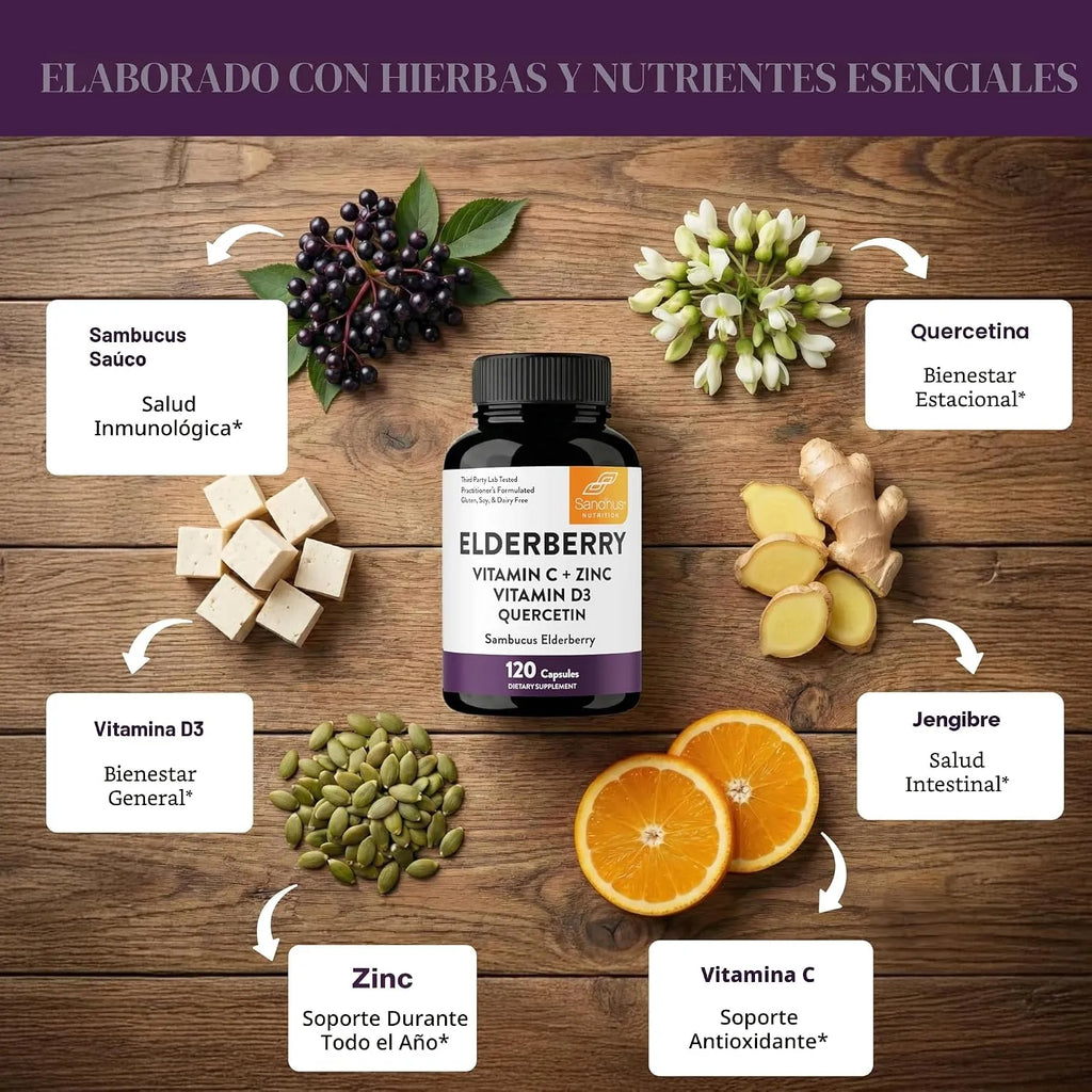 Sandhus  elderberry vitamin c zinc plus 120 caps