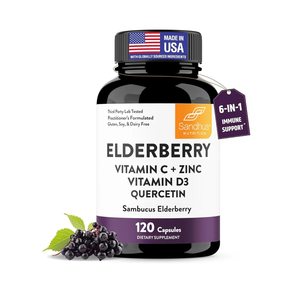 Sandhus  elderberry vitamin c zinc plus 120 caps