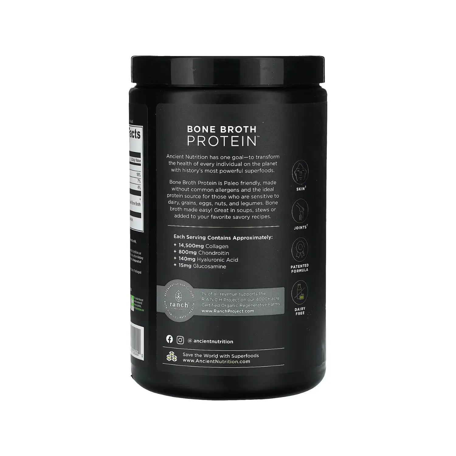 Ancient Nutrition, Bone Broth Protein, Proteína de caldo de huesos pura, 446 g (15,7 oz)