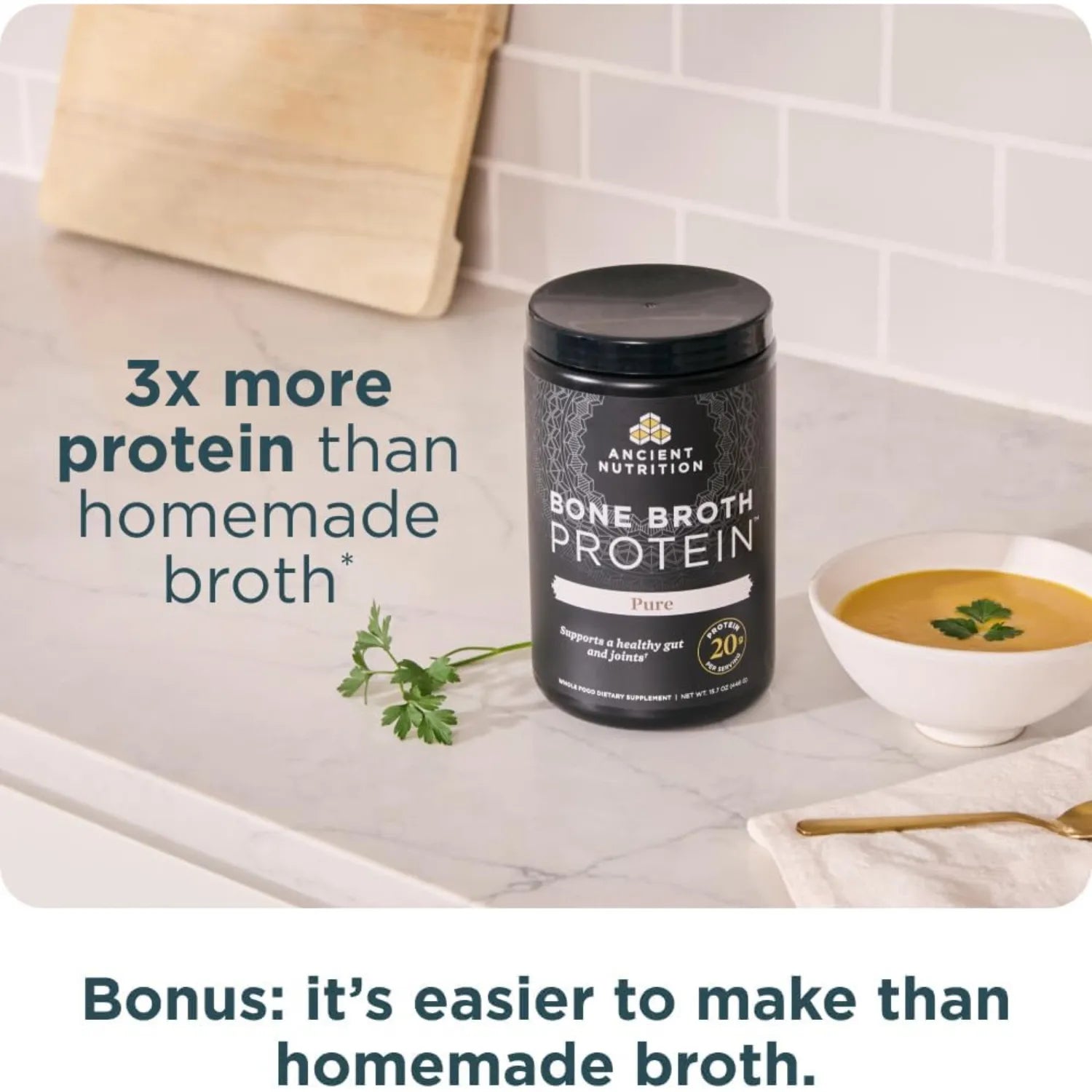 Ancient Nutrition, Bone Broth Protein, Proteína de caldo de huesos pura, 446 g (15,7 oz)