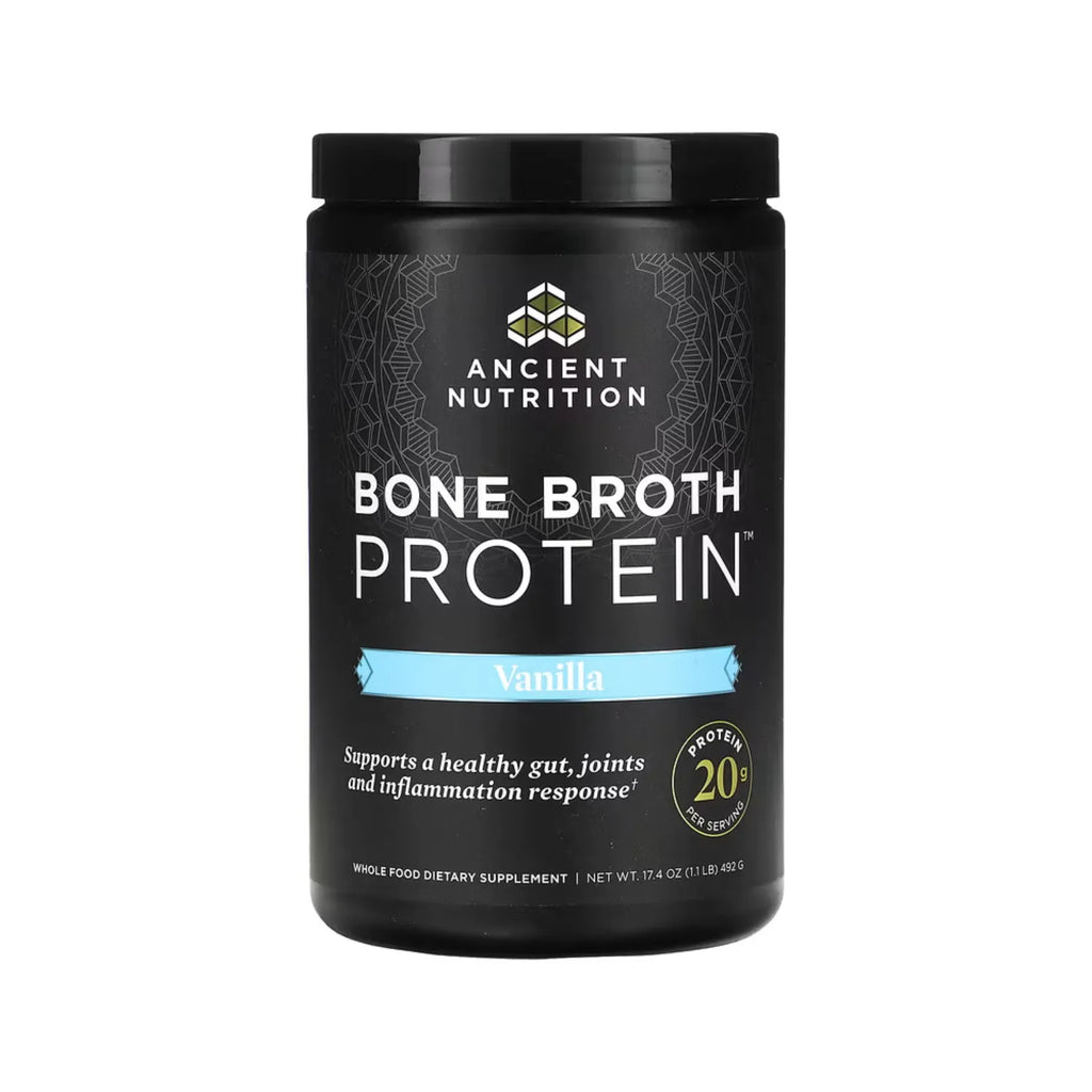 Ancient Nutrition, Bone Broth Protein, Proteína de caldo de huesos, Vainilla, 492 g (1,1 lb)