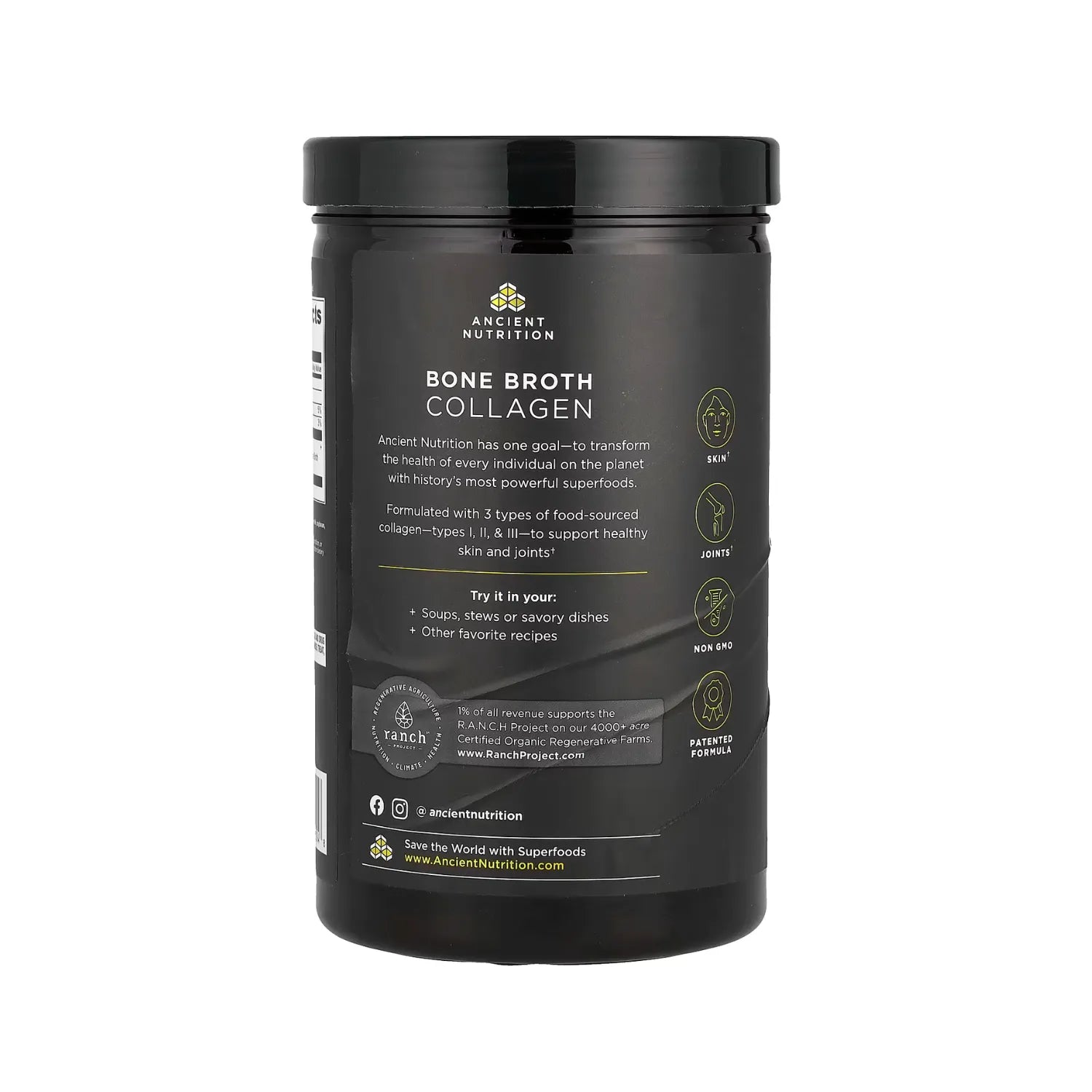 Ancient Nutrition, Bone Broth Collagen, Colágeno de caldo de huesos, Puro, 450 g (15,9 oz)