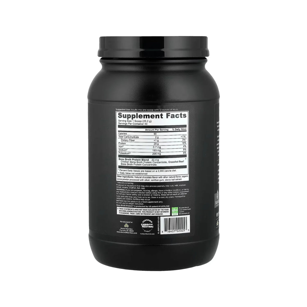 Ancient Nutrition, Bone Broth Protein, Proteína de caldo de huesos, Chocolate, 1008 g (2,2 lb)