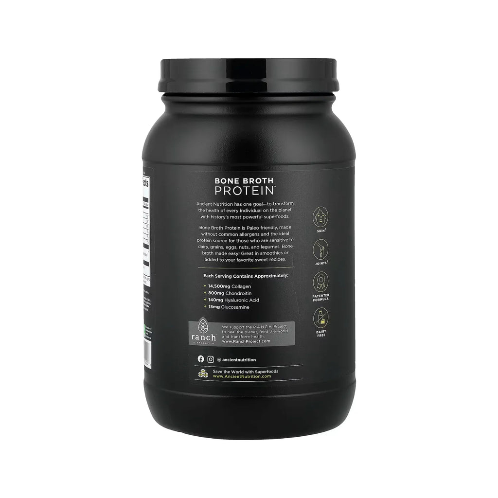 Ancient Nutrition, Bone Broth Protein, Proteína de caldo de huesos, Chocolate, 1008 g (2,2 lb)
