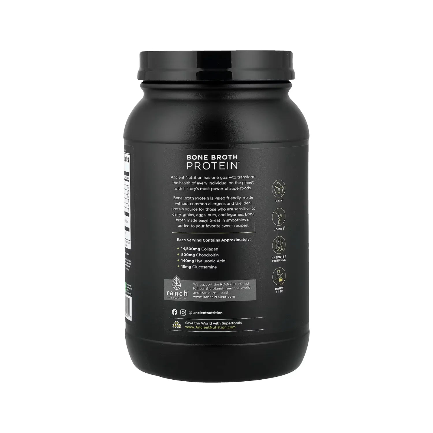 Ancient Nutrition, Bone Broth Protein, Proteína de caldo de huesos, Chocolate, 1008 g (2,2 lb)