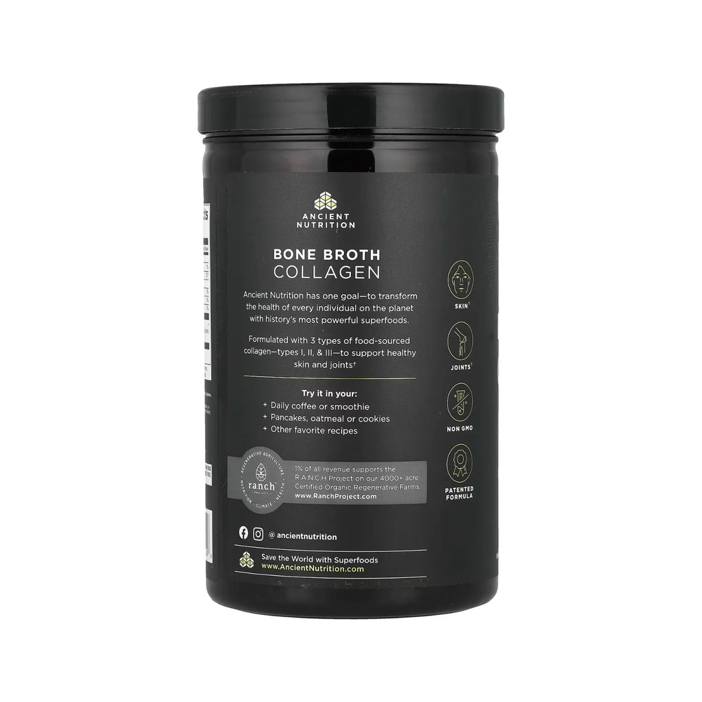 Ancient Nutrition, Colágeno de caldo de huesos, Chocolate, 528 g (1,2 lb)