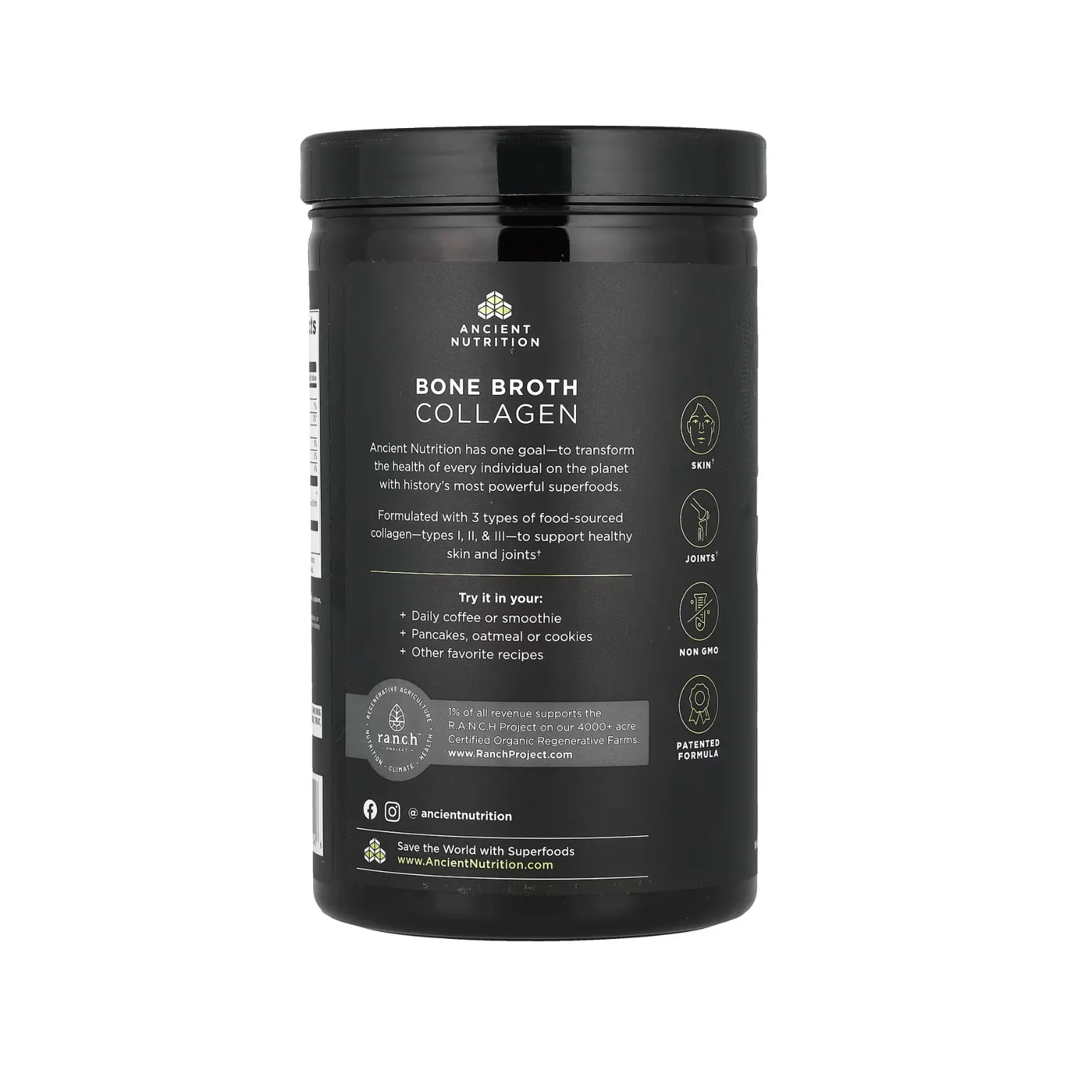 Ancient Nutrition, Colágeno de caldo de huesos, Chocolate, 528 g (1,2 lb)