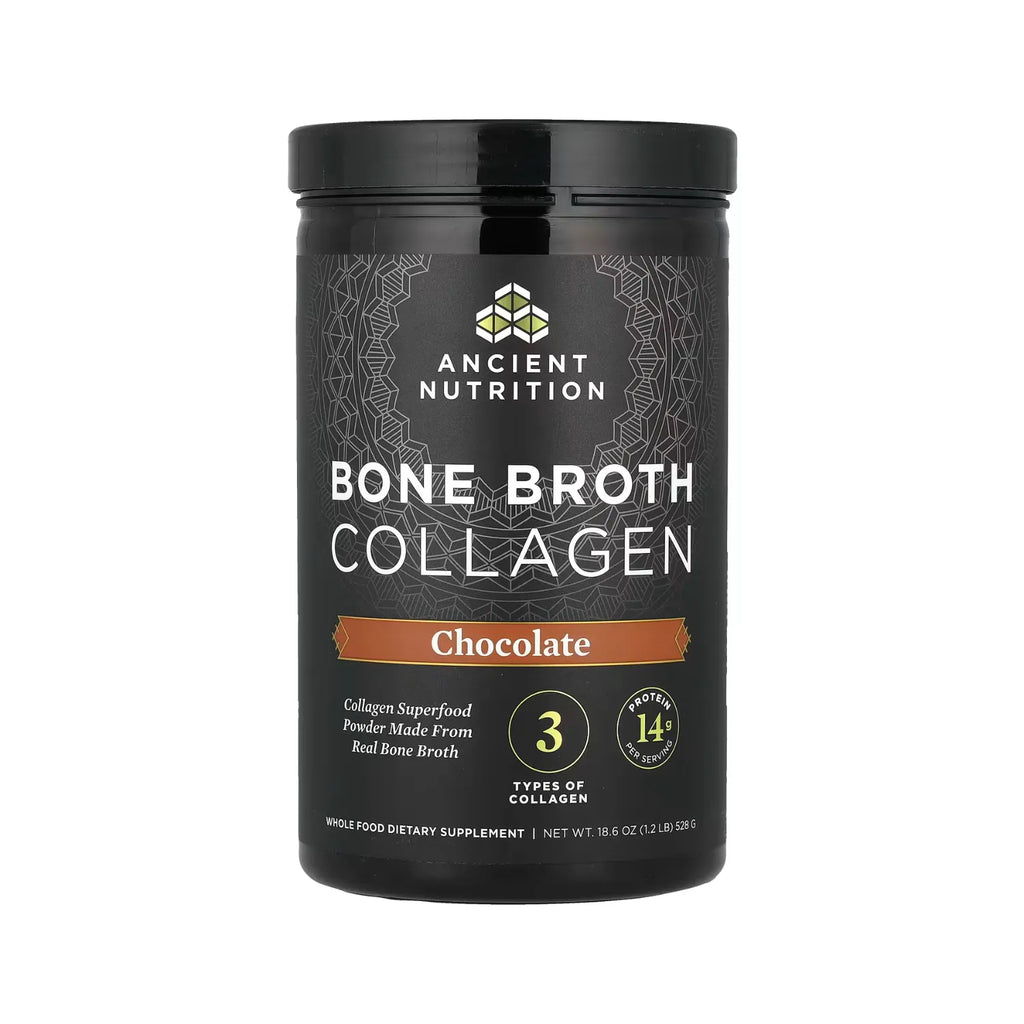 Ancient Nutrition, Colágeno de caldo de huesos, Chocolate, 528 g (1,2 lb)