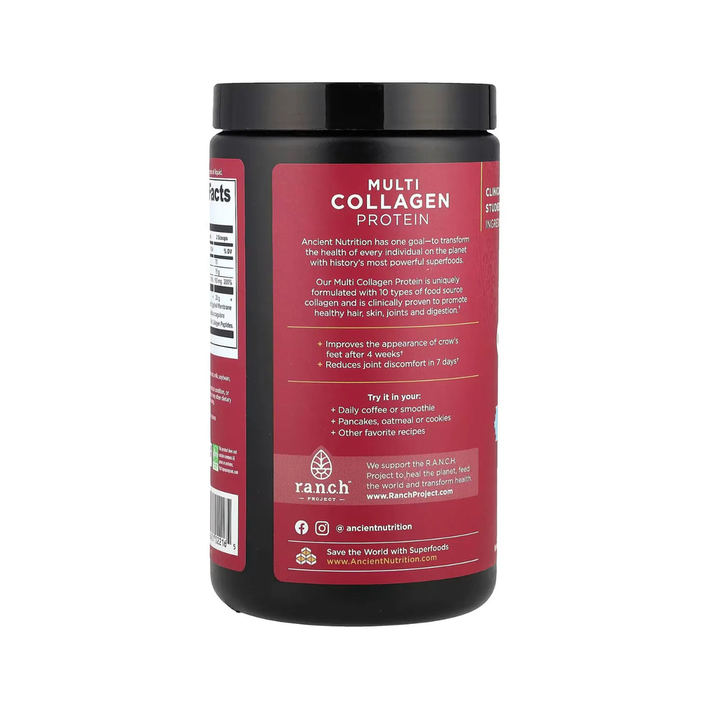Ancient Nutrition, Proteína de múltiples colágenos, Vainilla, 252 g (8,9 oz)