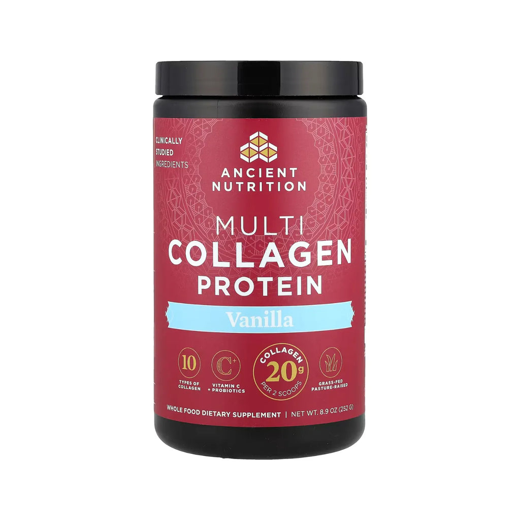 Ancient Nutrition, Proteína de múltiples colágenos, Vainilla, 252 g (8,9 oz)