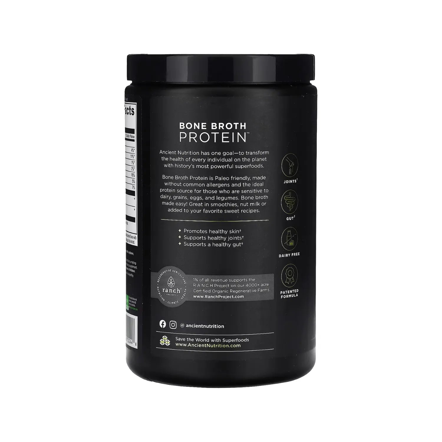 Ancient Nutrition, Proteína de caldo de huesos, Caramelo salado, 506 g (1,12 lb)
