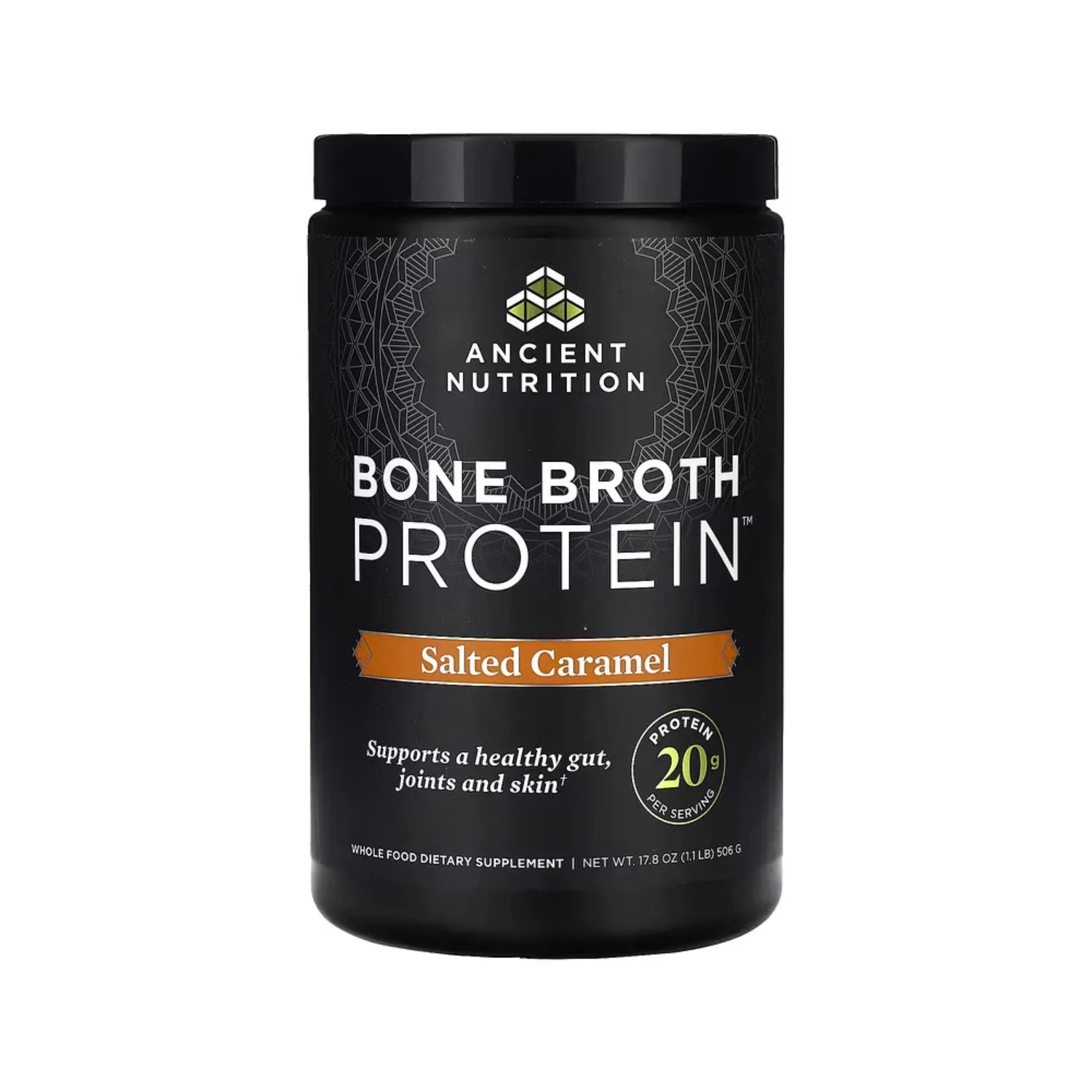 Ancient Nutrition, Proteína de caldo de huesos, Caramelo salado, 506 g (1,12 lb)