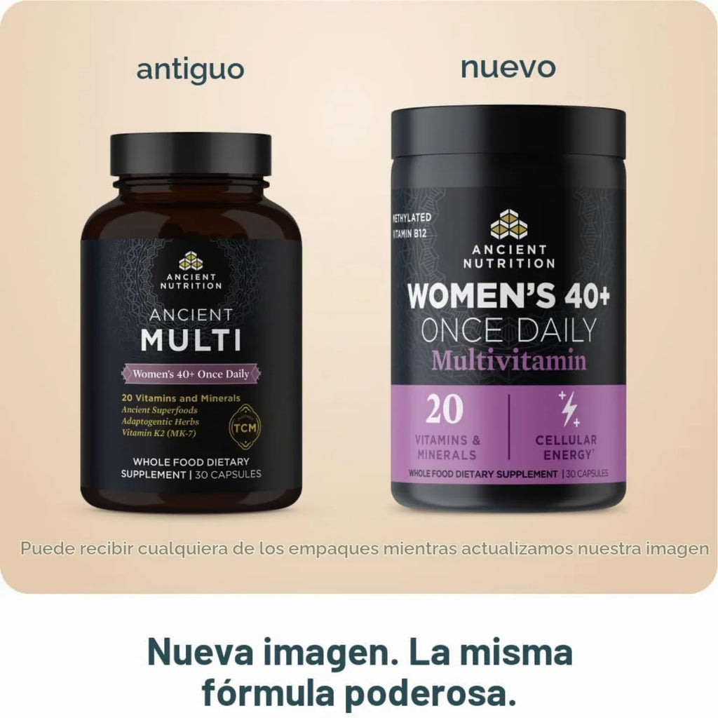 Ancient Nutrition, Suplemento multivitamínico de una ingesta diaria para mujeres mayores de 40 años, 30 cápsulas