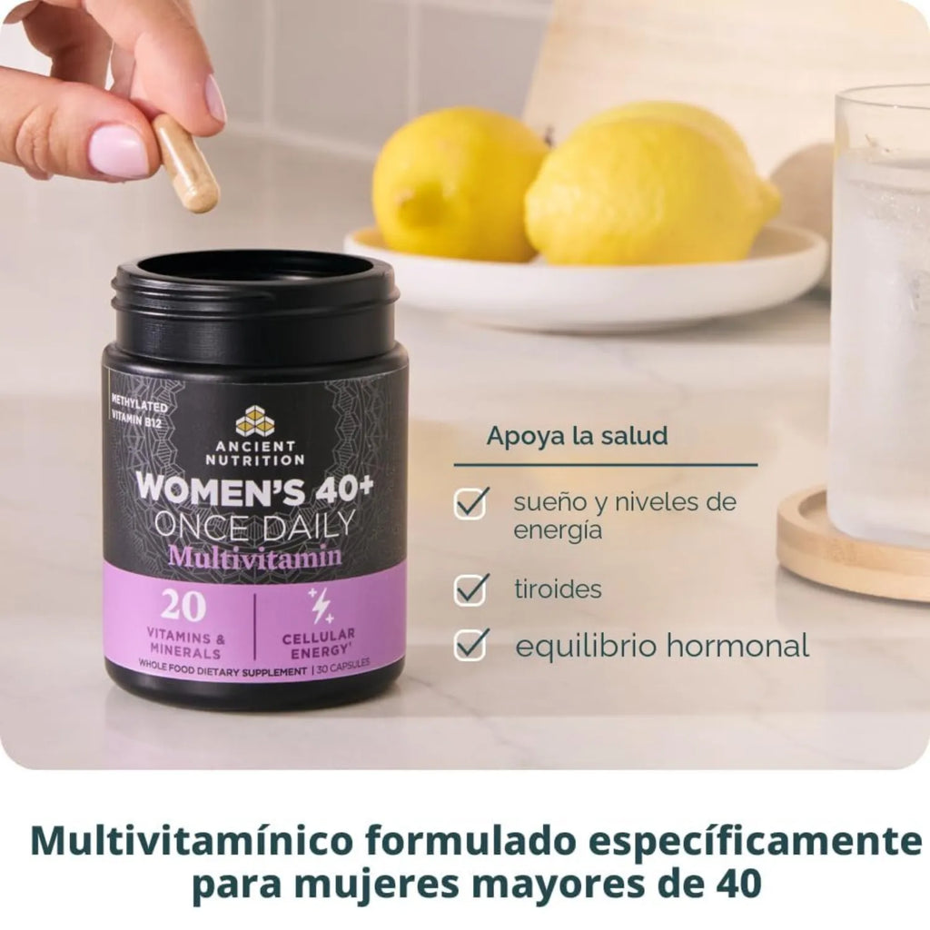 Ancient Nutrition, Suplemento multivitamínico de una ingesta diaria para mujeres mayores de 40 años, 30 cápsulas