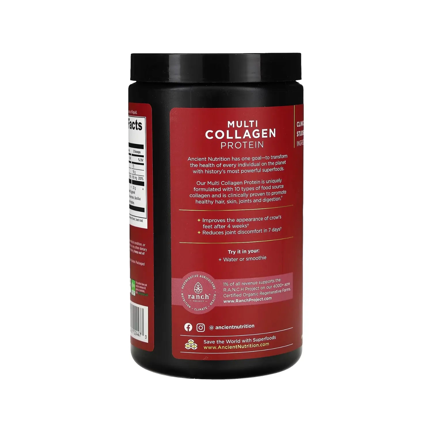 Ancient Nutrition, Proteína con múltiples tipos de colágeno, Limonada de fresa, 273,6 g (9,65 oz)