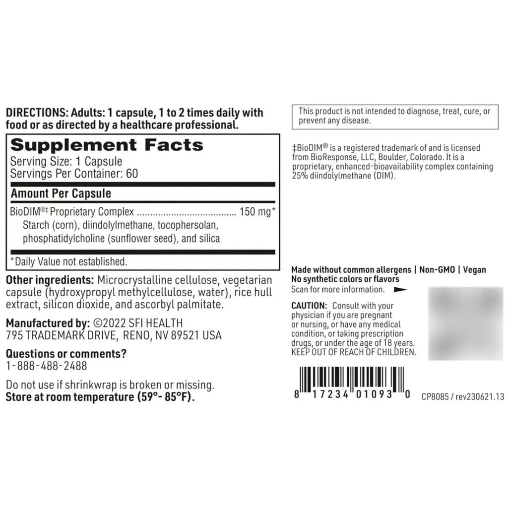 Klair Labs SFI health BioDIM 150 mg 60 caps sfn