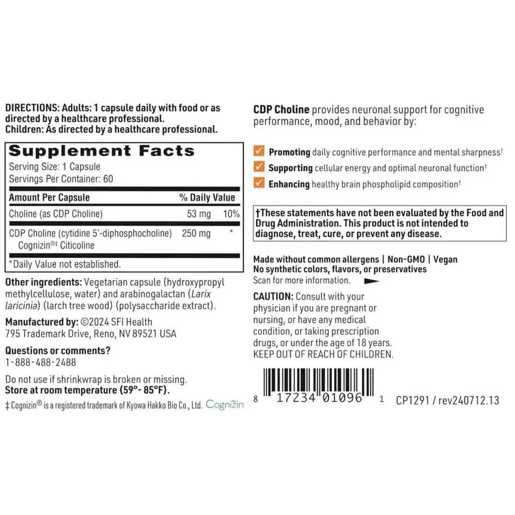 Klair Labs SFI health CDP Choline 60 caps sfn