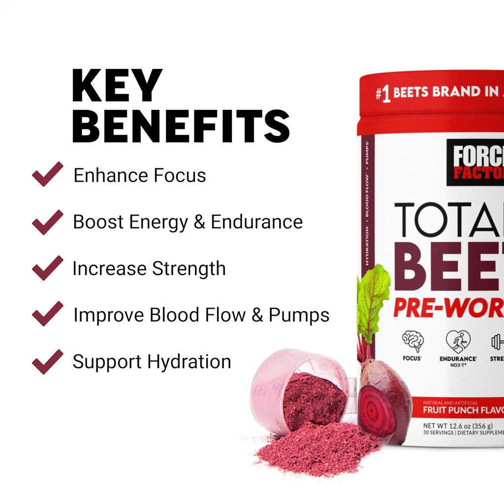 Force Factor Total Beets Pre-entreno Sabor Sandía 30 Porciones