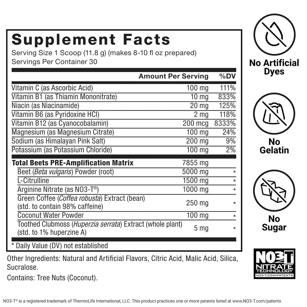 Force Factor Total Beets Pre-entreno Sabor Sandía 30 Porciones