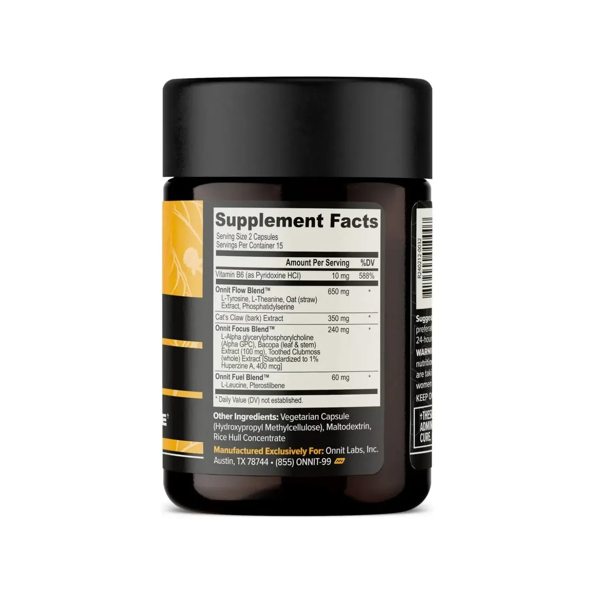 ONNIT Alpha brain L-tirosina memoria y enfoque 30 caps sfn