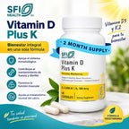 Klaire Labs Vitamin D Plus K | 60 cápsulas | 5000 UI de vitamina D3 + K2 MK-7 | Suplemento alimenticio