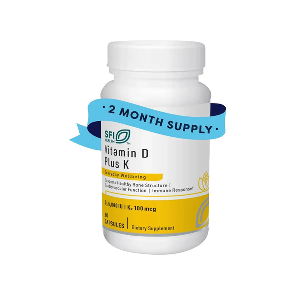 Klaire Labs Vitamin D Plus K | 60 cápsulas | 5000 UI de vitamina D3 + K2 MK-7 | Suplemento alimenticio