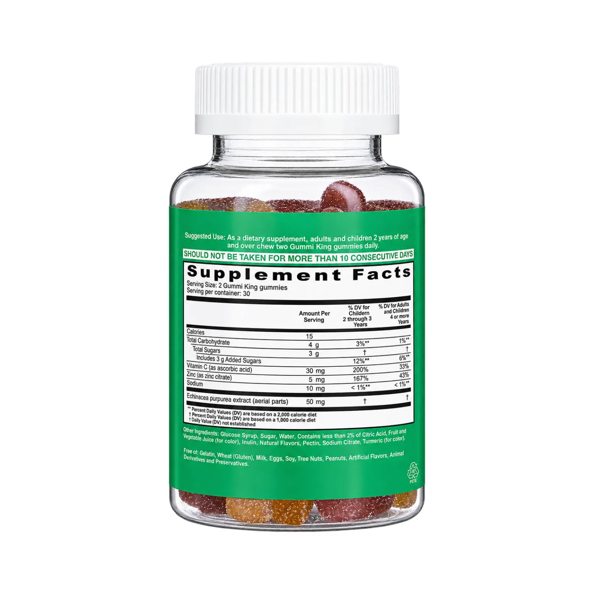 GummiKing Echinacea + Vitamina C + Zinc para Niños 60 Gomitas | Apoyo al funcionamiento normal del sistema inmunitario | Con equinácea, vitamina C y zinc | Sin gelatina ni gluten | Suplemento alimenticio