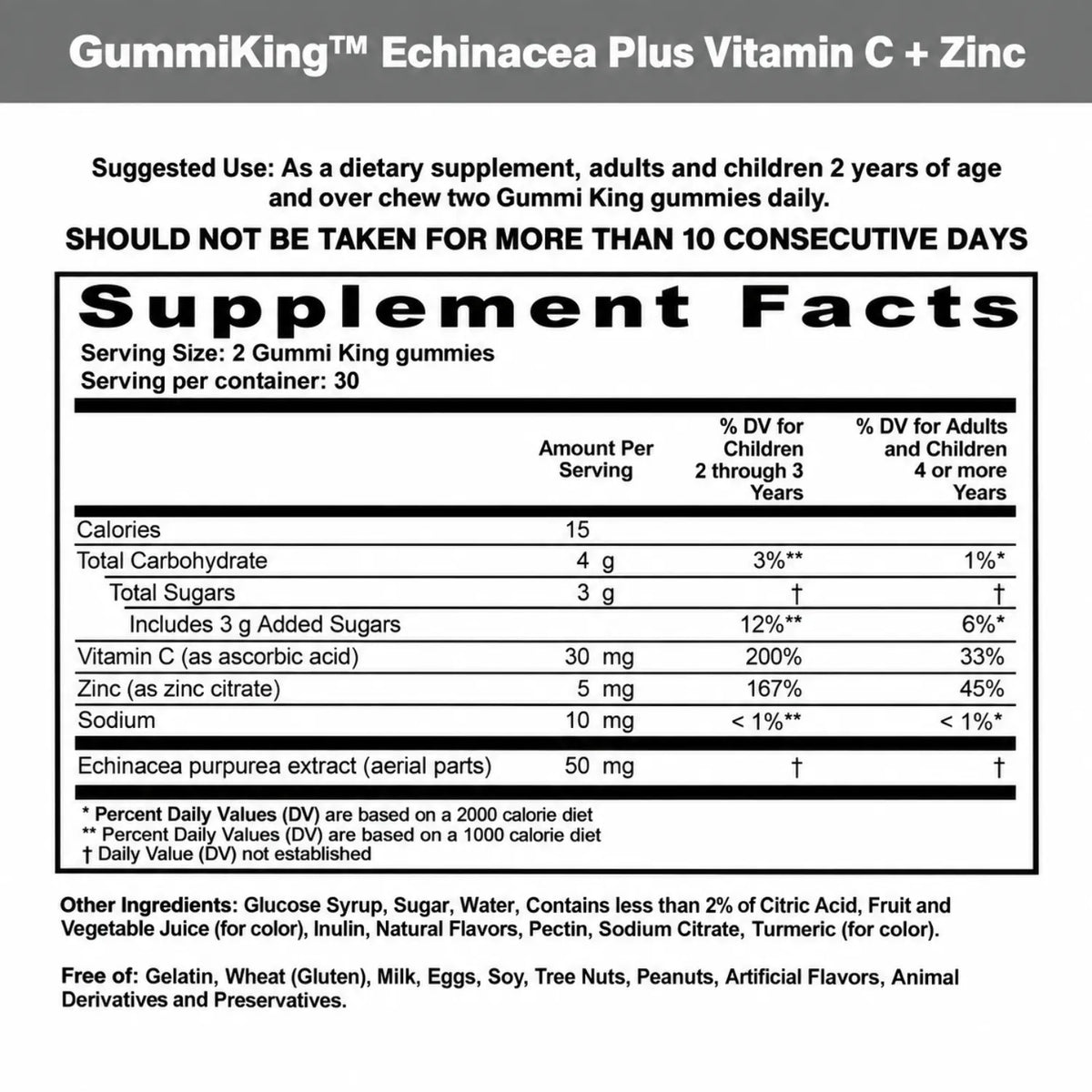 GummiKing Echinacea + Vitamina C + Zinc para Niños 60 Gomitas | Apoyo al funcionamiento normal del sistema inmunitario | Con equinácea, vitamina C y zinc | Sin gelatina ni gluten | Suplemento alimenticio
