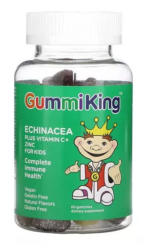 GummiKing Echinacea + Vitamina C + Zinc para Niños 60 Gomitas | Apoyo al funcionamiento normal del sistema inmunitario | Con equinácea, vitamina C y zinc | Sin gelatina ni gluten | Suplemento alimenticio