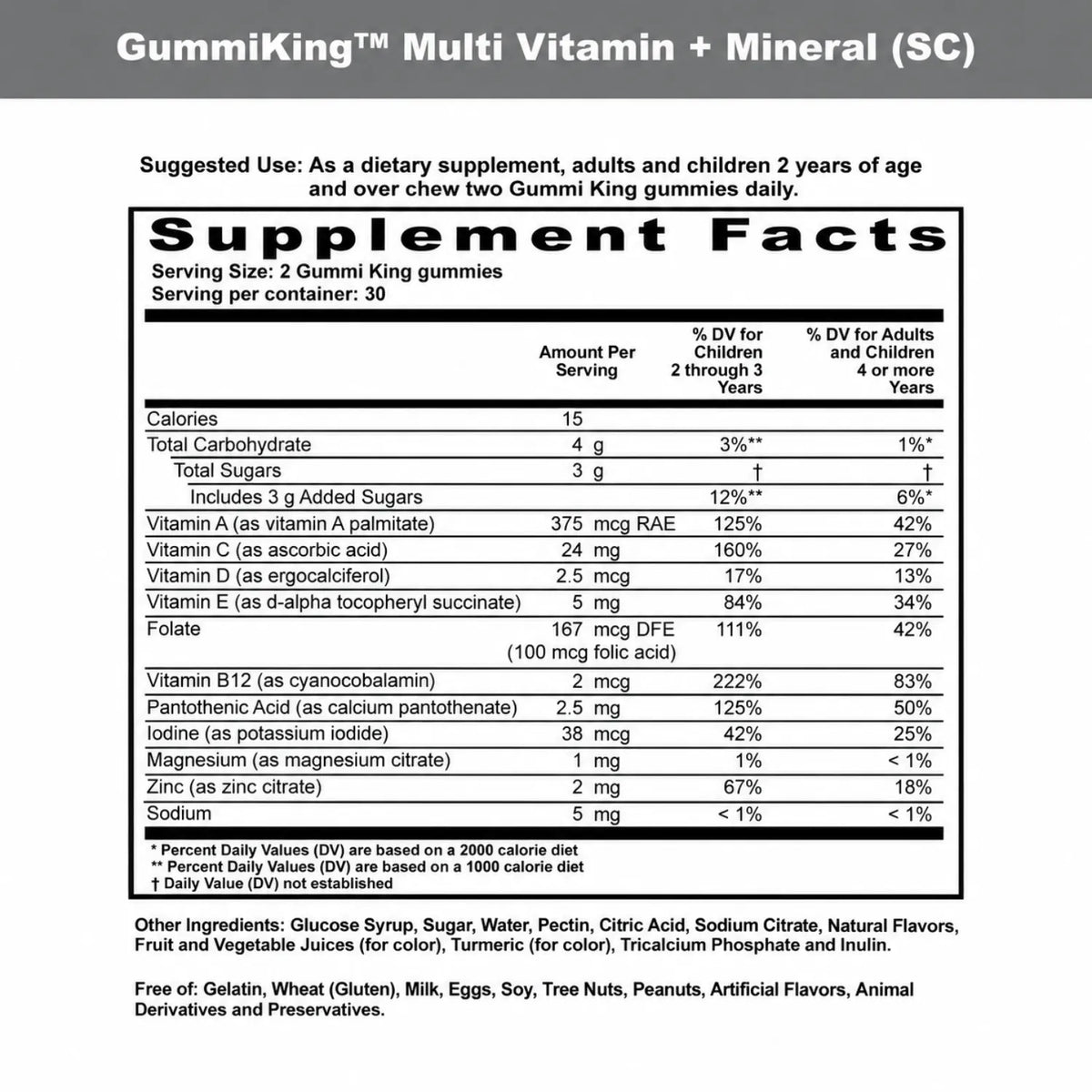 GummiKing Multivitamínico + Mineral para Niños 60 Gomitas | Apoyo nutricional para el desarrollo diario | Con 10 vitaminas y minerales esenciales | Sabores naturales de frutas | Sin gelatina ni gluten | Suplemento alimenticio