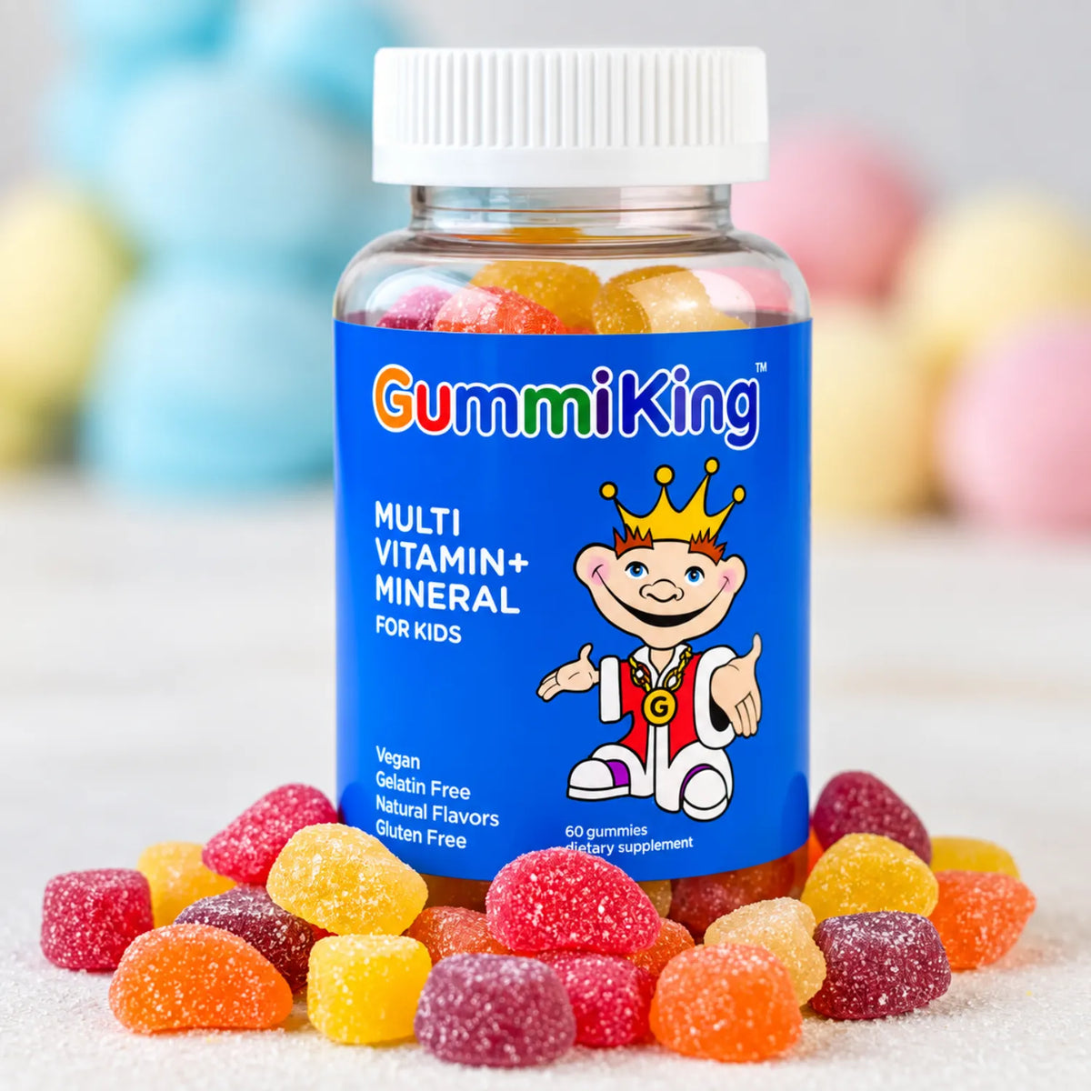 GummiKing Multivitamínico + Mineral para Niños 60 Gomitas | Apoyo nutricional para el desarrollo diario | Con 10 vitaminas y minerales esenciales | Sabores naturales de frutas | Sin gelatina ni gluten | Suplemento alimenticio