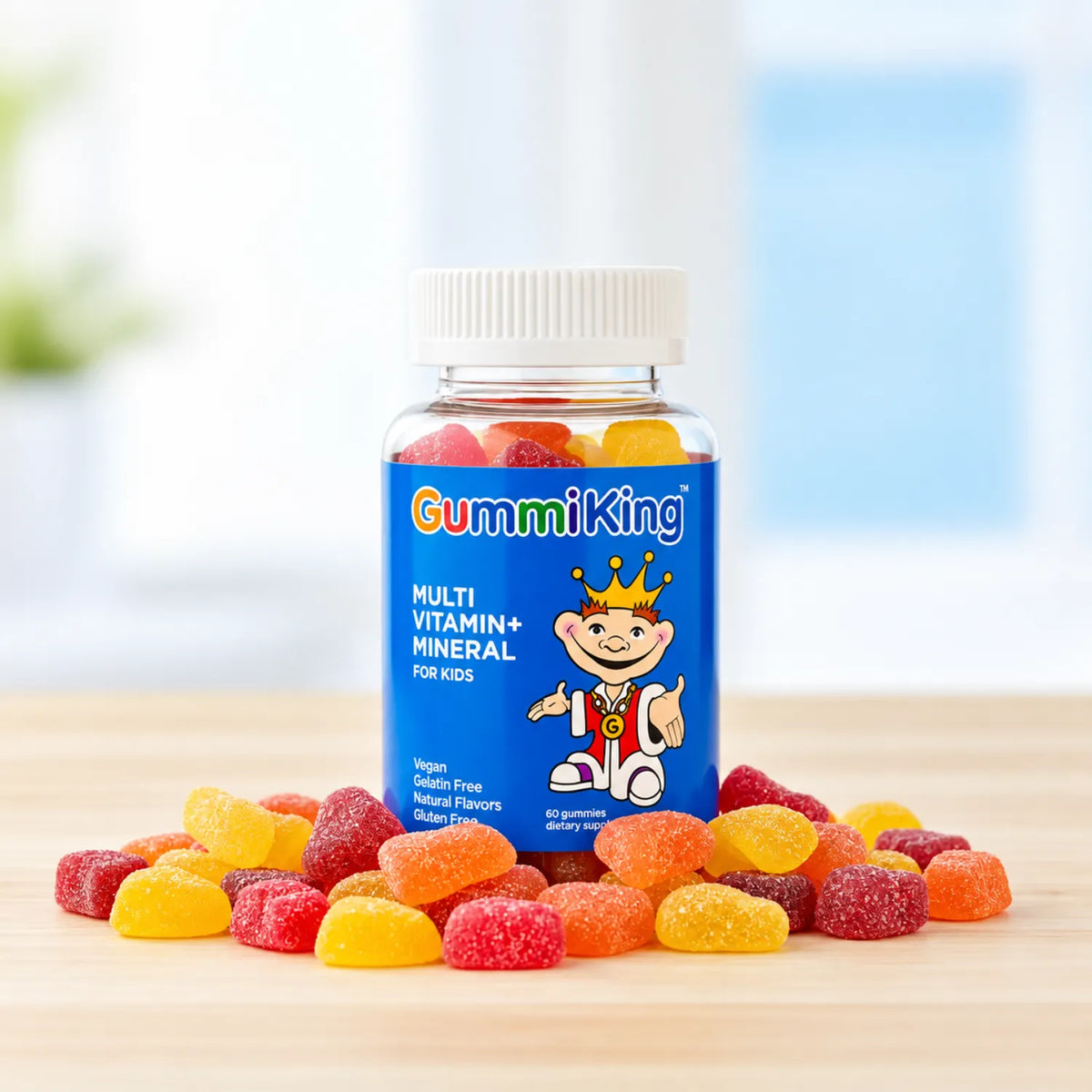 GummiKing Multivitamínico + Mineral para Niños 60 Gomitas | Apoyo nutricional para el desarrollo diario | Con 10 vitaminas y minerales esenciales | Sabores naturales de frutas | Sin gelatina ni gluten | Suplemento alimenticio