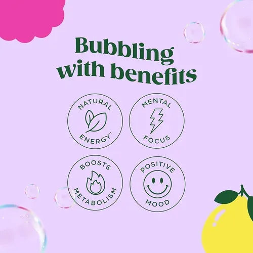 Bloom Sparkling Energy Raspberry Lemon | 12 latas de 12 oz (355 ml) | Bebida energizante con cafeína y prebióticos | Sin azúcar