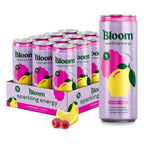 Bloom Sparkling Energy Raspberry Lemon | 12 latas de 12 oz (355 ml) | Bebida energizante con cafeína y prebióticos | Sin azúcar