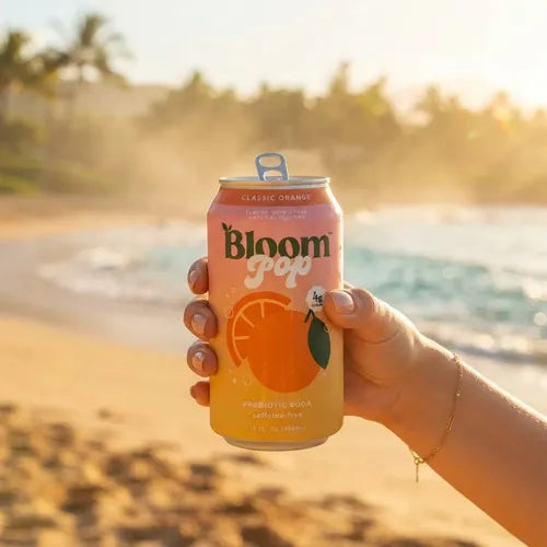 Bloom Pop Classic Orange | 12 latas de 12 oz (355 ml) | Refresco prebiótico sabor naranja