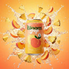 BLOOM NUTRITION | Bloom Pop Peach Pineapple Refresco Prebiótico Sabor Durazno y Piña | 12 Latas de 355 ml | Apoyo Digestivo y Bienestar Intestinal