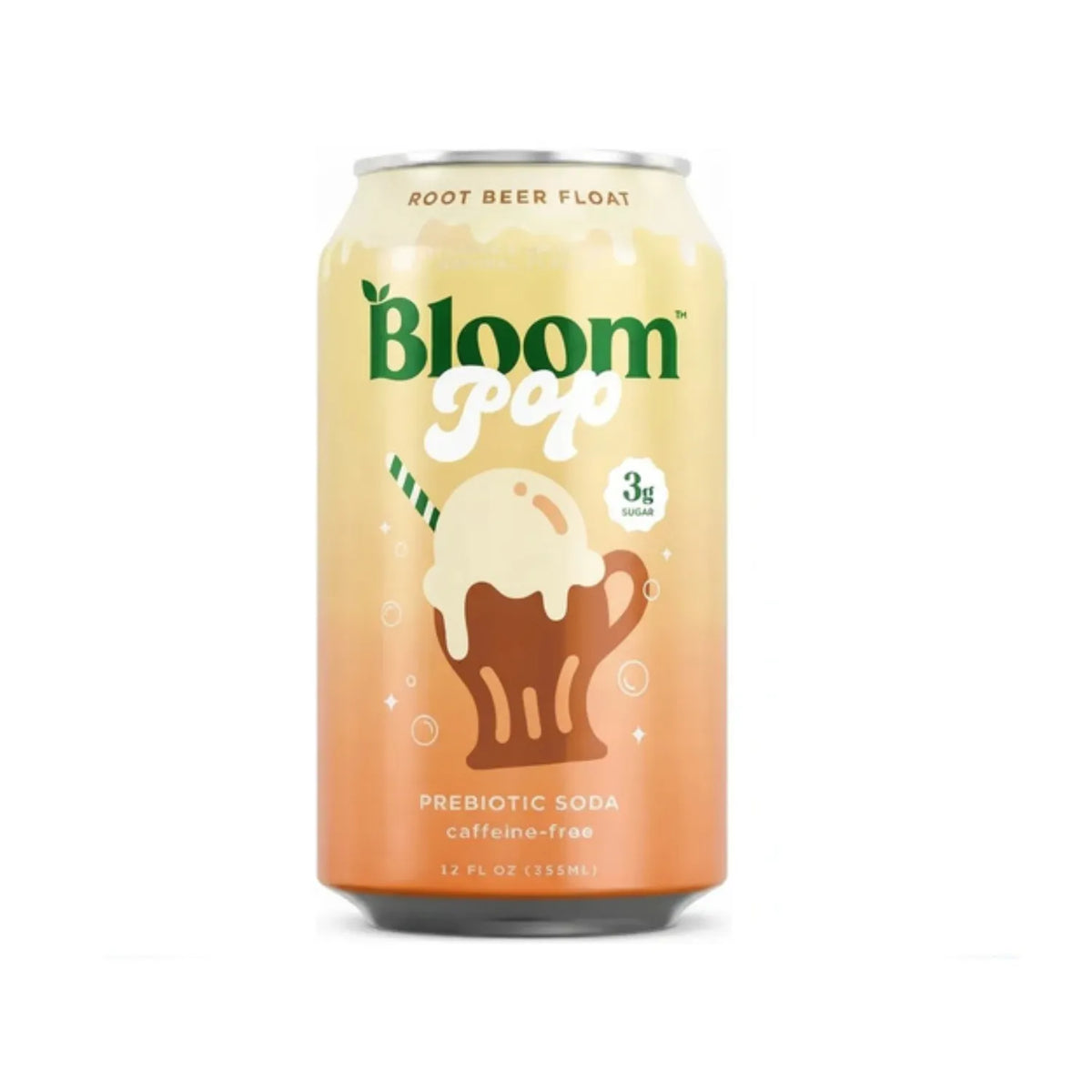 BLOOM NUTRITION | Bloom Pop Root Beer Float Refresco Prebiótico Sabor Cerveza de Raíz y Vainilla | 12 Latas de 355 ml | Apoyo Digestivo y Bienestar Intestinal