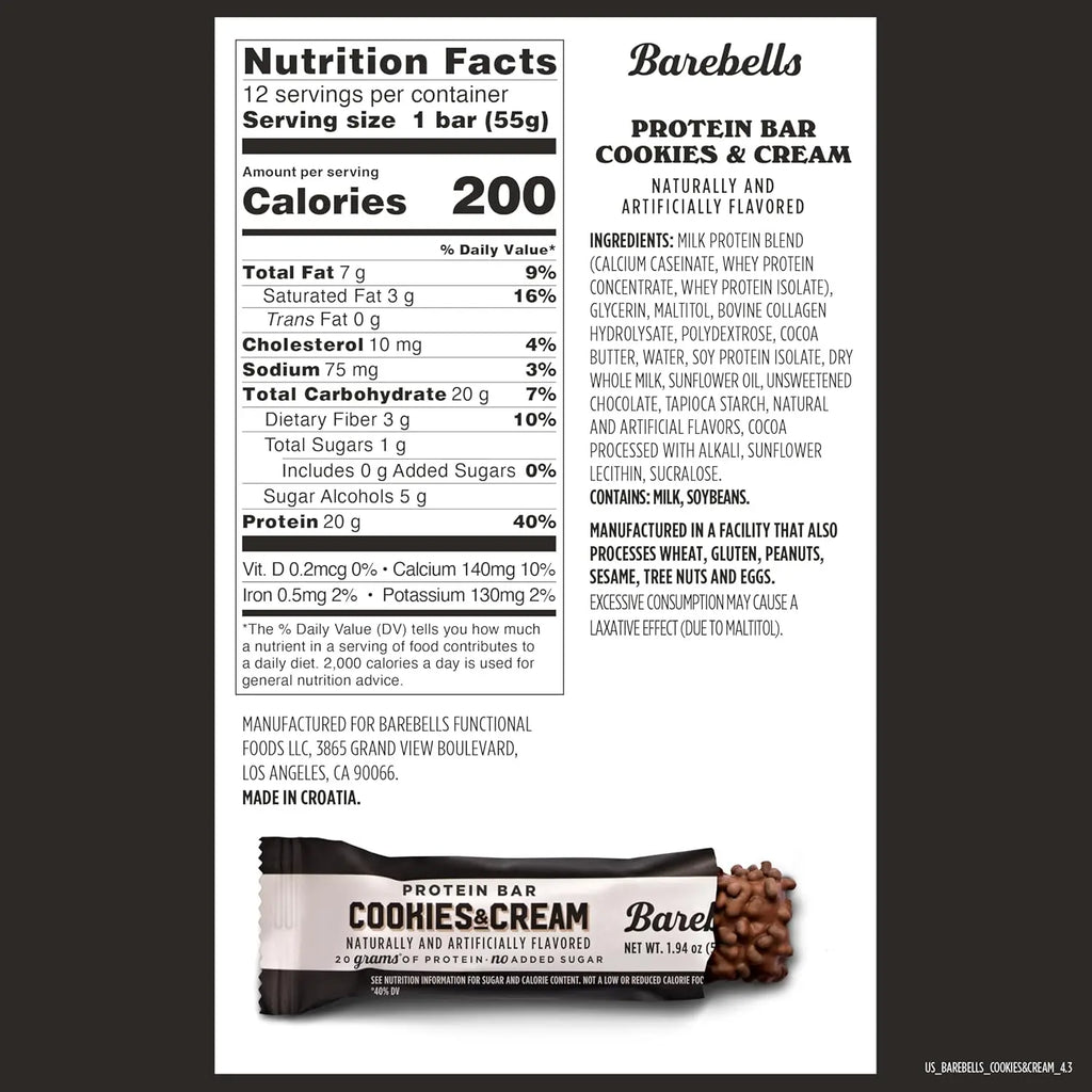 Barebells Proteina Barra 12pzs De 55gr Sfn COOKIES & CREAM