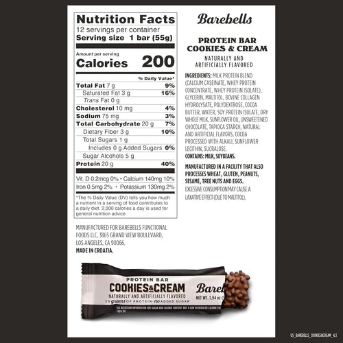 Barebells Proteina Barra 12pzs De 55gr Sfn COOKIES & CREAM