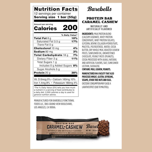 Barebells Proteina Barra 12pzs De 55gr Sfn CARAMEL CASHEW