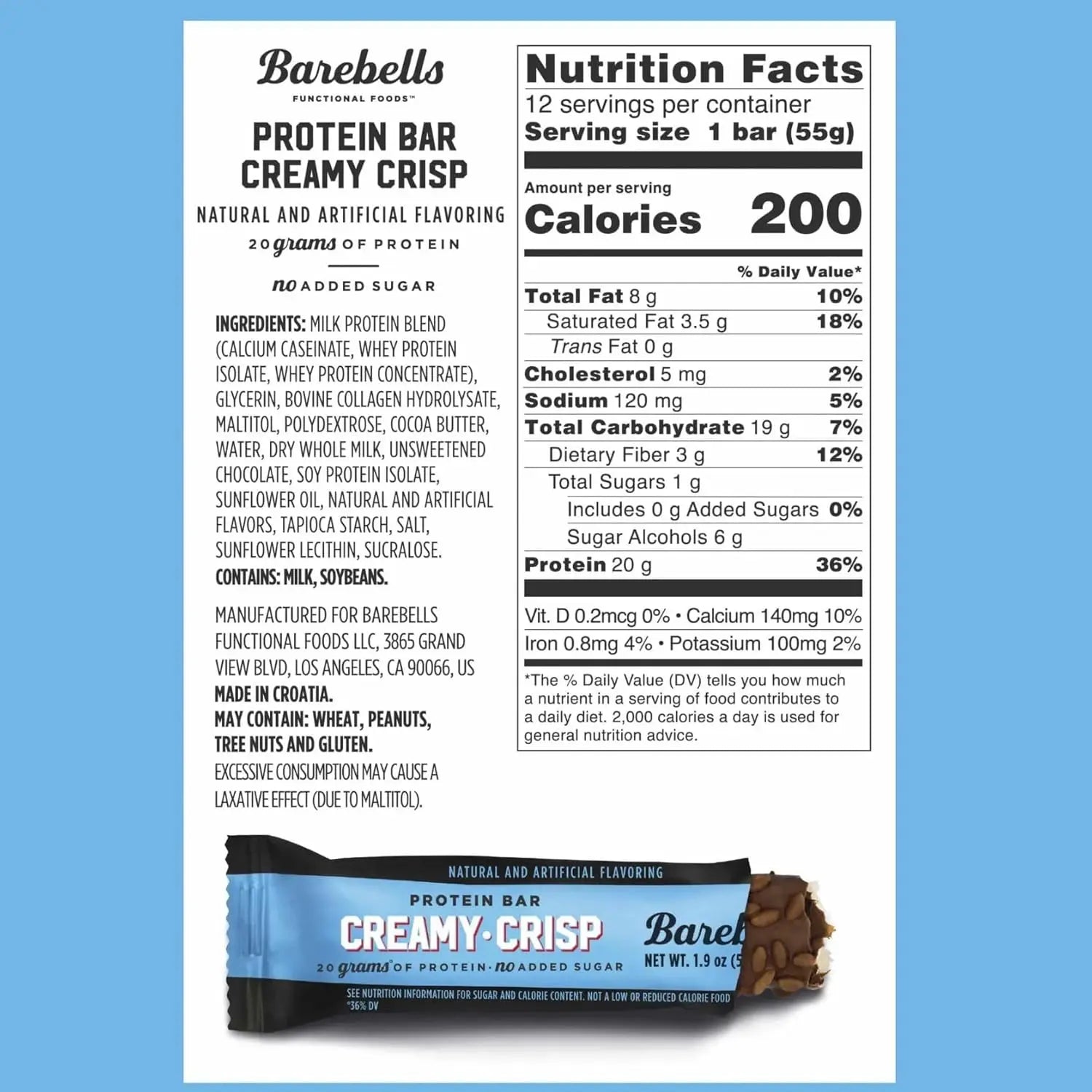 Barebells Proteina Barra 12pzs De 55gr Sfn CREAMY CRISP