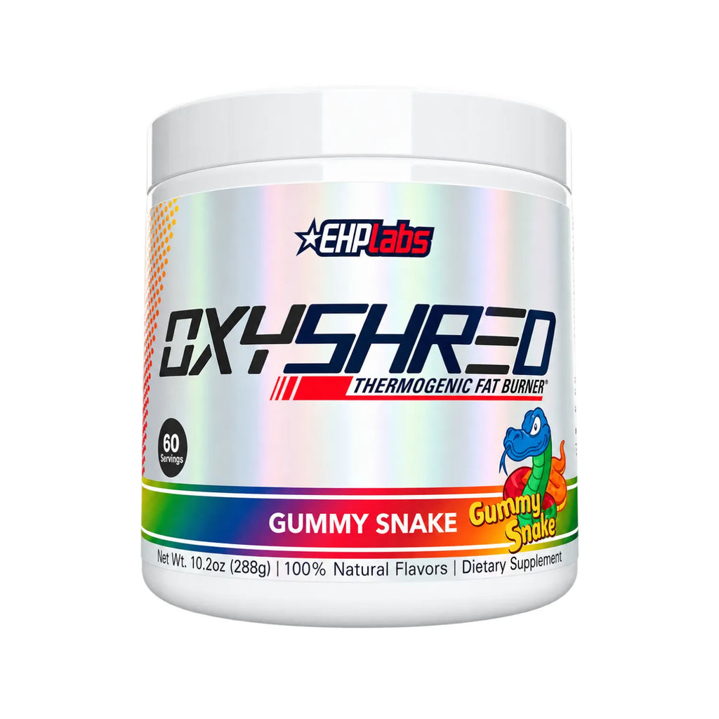 EHPlabs OxyShred Termogénico 270 g | Sabor Gummy Snake | 60 Servicios | Apoyo al metabolismo y energía | 150 mg de cafeína por porción | Con L-Carnitina, CLA, Café Verde y Vitaminas B | Suplemento alimenticio