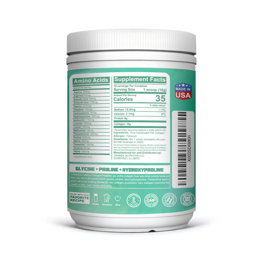 Zammex Fish Collagen Colágeno de Pescado en polvo 320g sfn