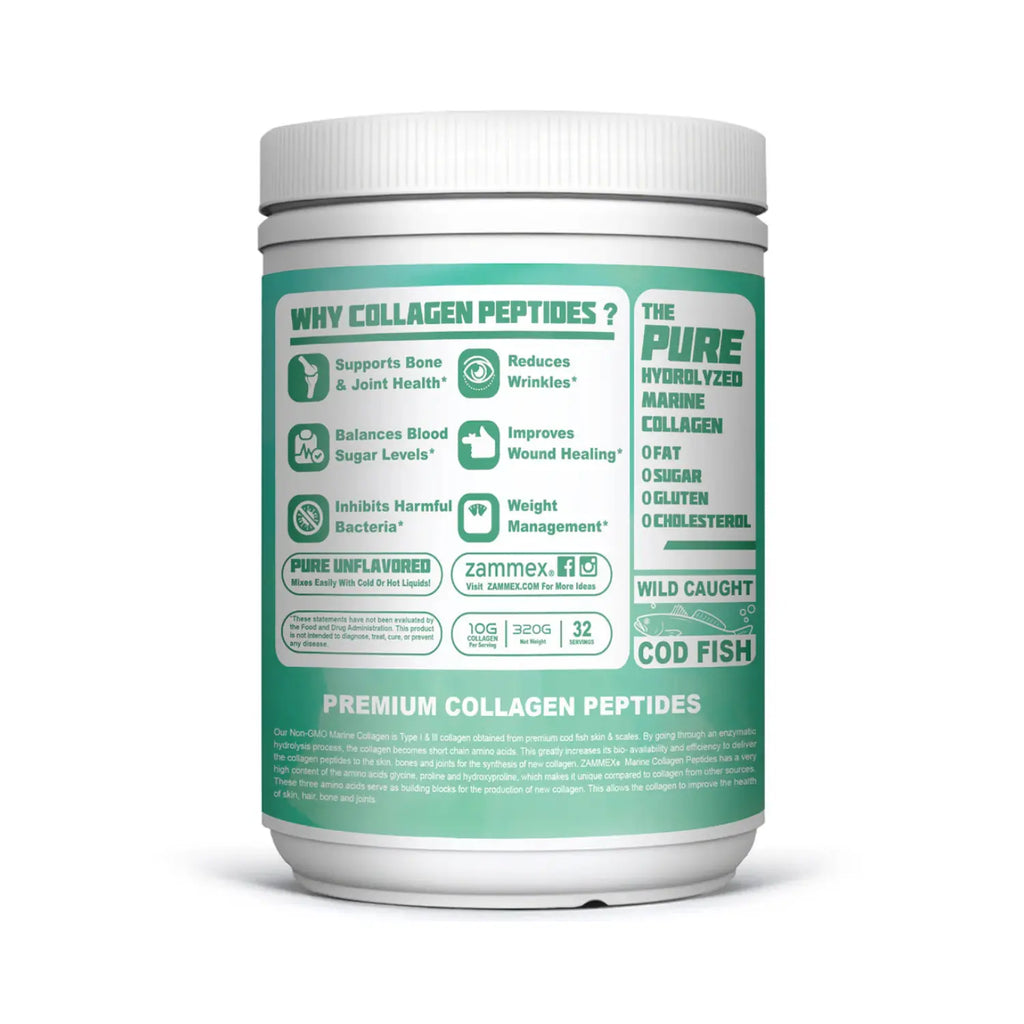 Zammex Fish Collagen Colágeno de Pescado en polvo 320g sfn